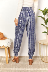 Geometric Print Tassel High-Rise Pants with Pockets - Urban Style